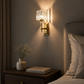 HDC Luxury Crystal Gold Glass Wall Light for Bedroom, Living Room