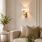 HDC Luxury Crystal Gold Glass Wall Light for Bedroom, Living Room