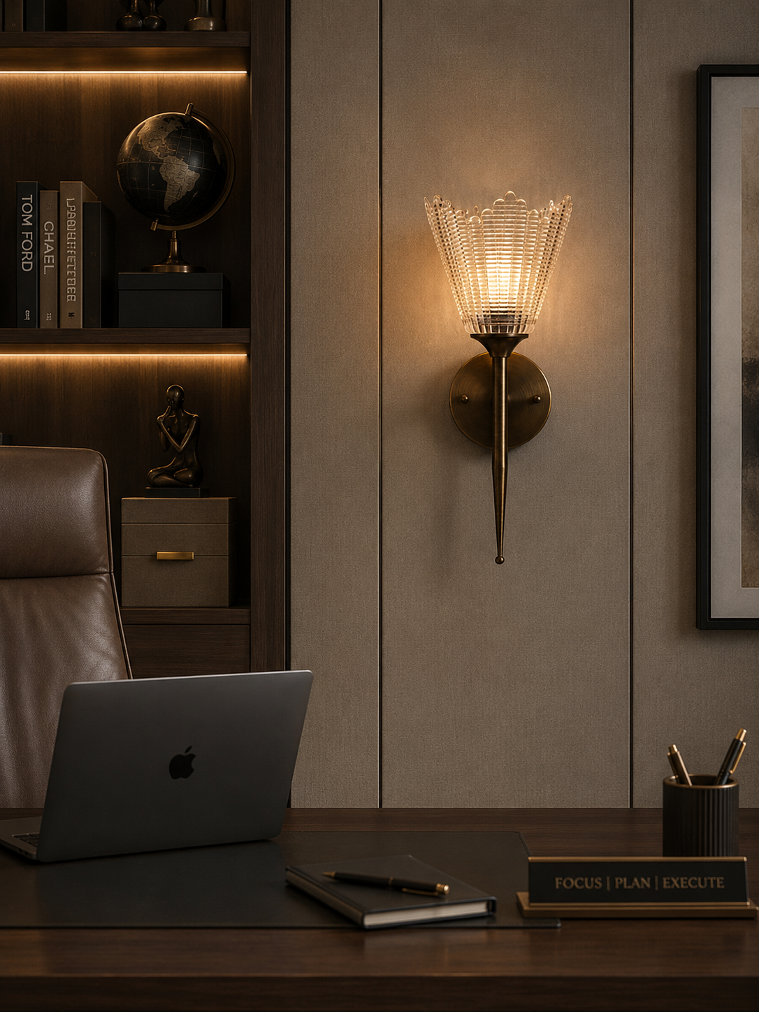 HDC Luxury Iron & Glass Wall Light with Antique Plating Finish for Bedroom, Living Room