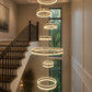HDC Luxury 7 Light Crystal Ring Multi-Layer Chandelier for Double Height Ceiling
