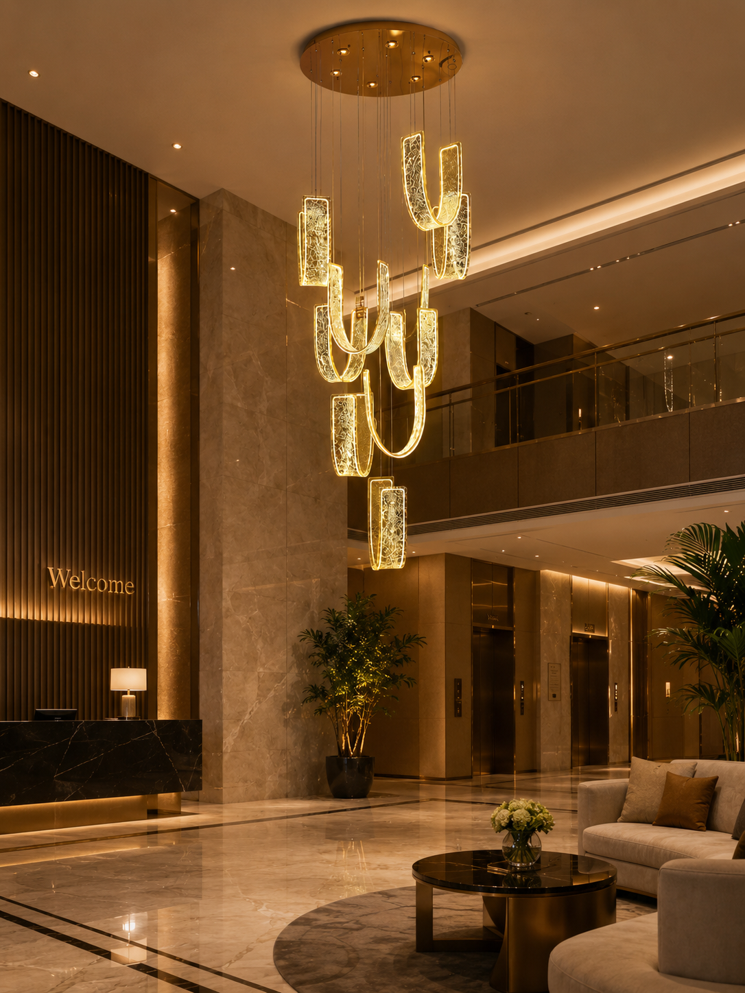 HDC 10 Light Luxury Loop Chandelier for Staircase & Double Height Spaces