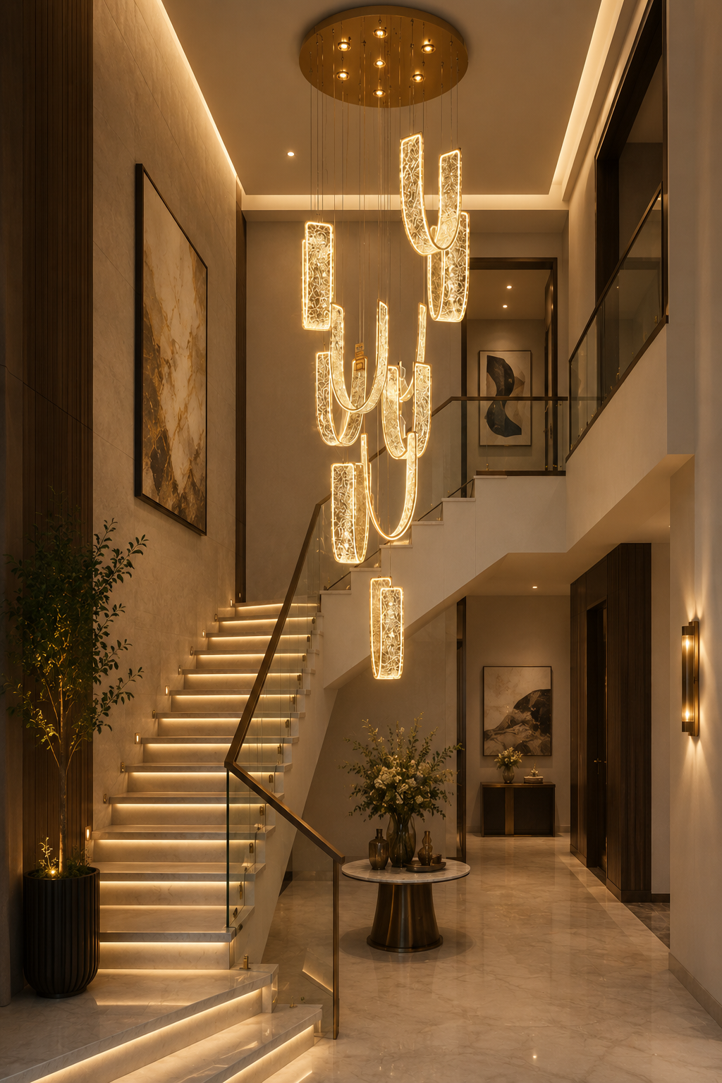 HDC 10 Light Luxury Loop Chandelier for Staircase & Double Height Spaces