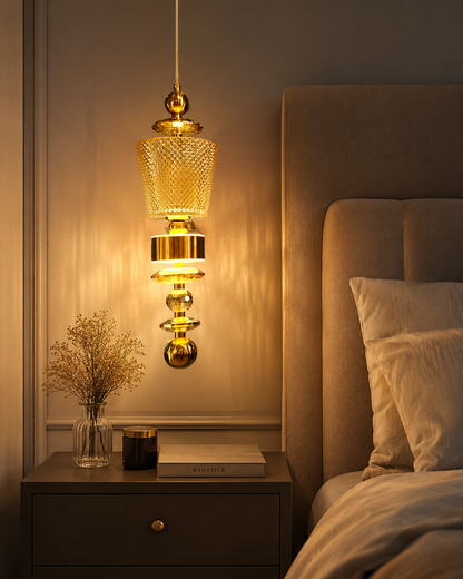 HDC Luxury Crystal Hanging Pendant Light for Living Room, Lobby & Dining Area