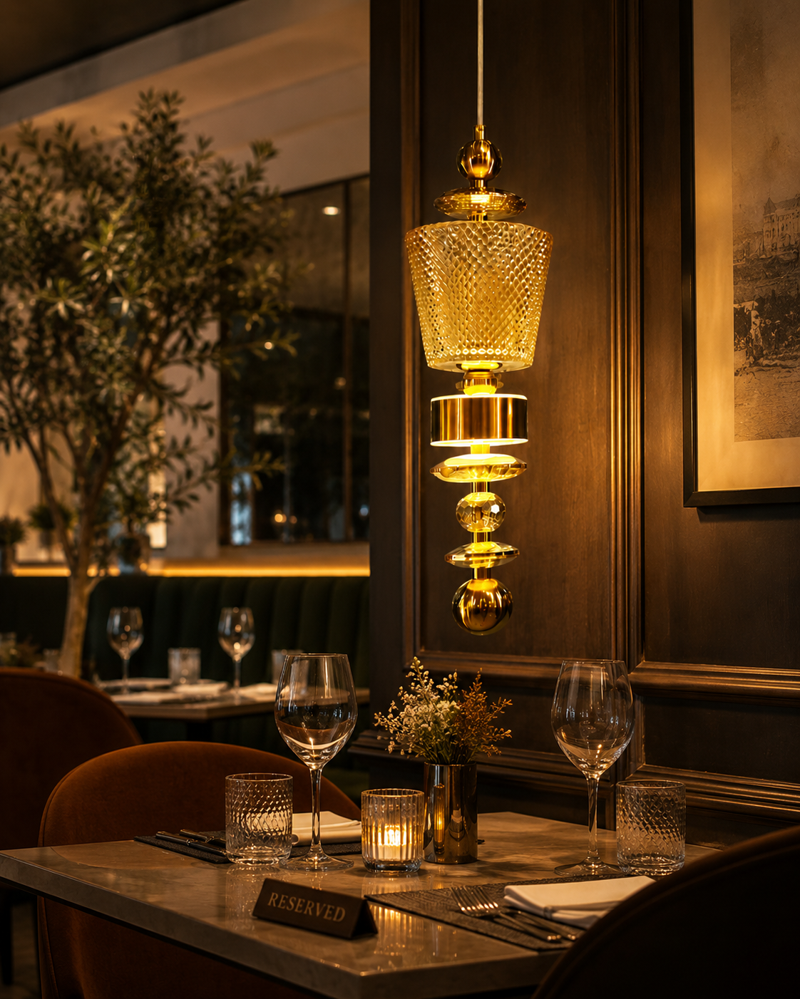 HDC Luxury Crystal Hanging Pendant Light for Living Room, Lobby & Dining Area