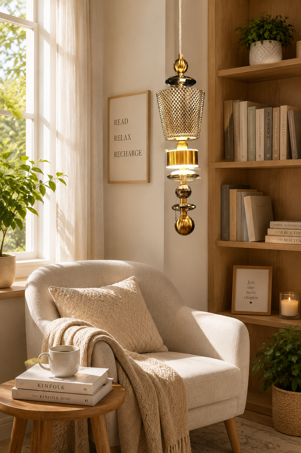 HDC Luxury Crystal Hanging Pendant Light for Living Room, Lobby & Dining Area