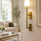 HDC Modern Gold Fabric Shade Wall Light for Bedroom, Living Room