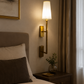 HDC Modern Gold Fabric Shade Wall Light for Bedroom, Living Room