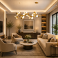 HDC Luxury Golden Leaf Branch Chandelier Light for Living Room, Dining Area & Bedroom