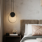 HDC Led 1 Light Modern Pendant Lighting Bedside Minimalist Aluminium - Black (Round)
