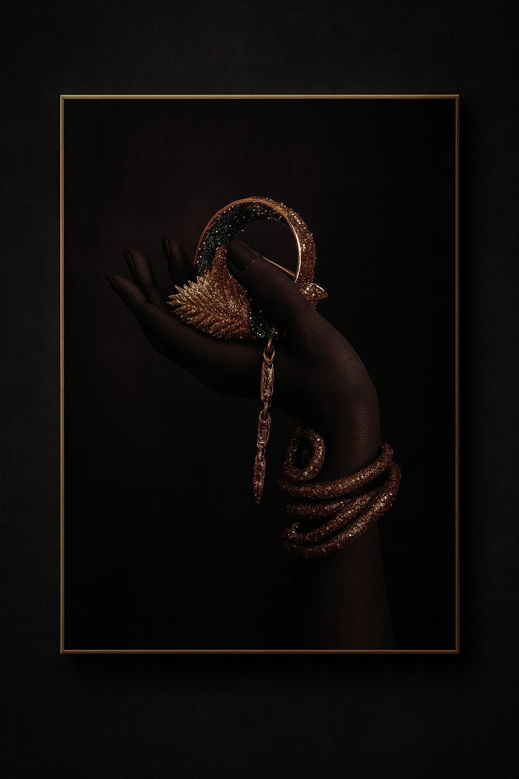 HDC olden Bloom Hand – Luxury Crystal Canvas Art Painting Home Decor Crystal Wall Painting