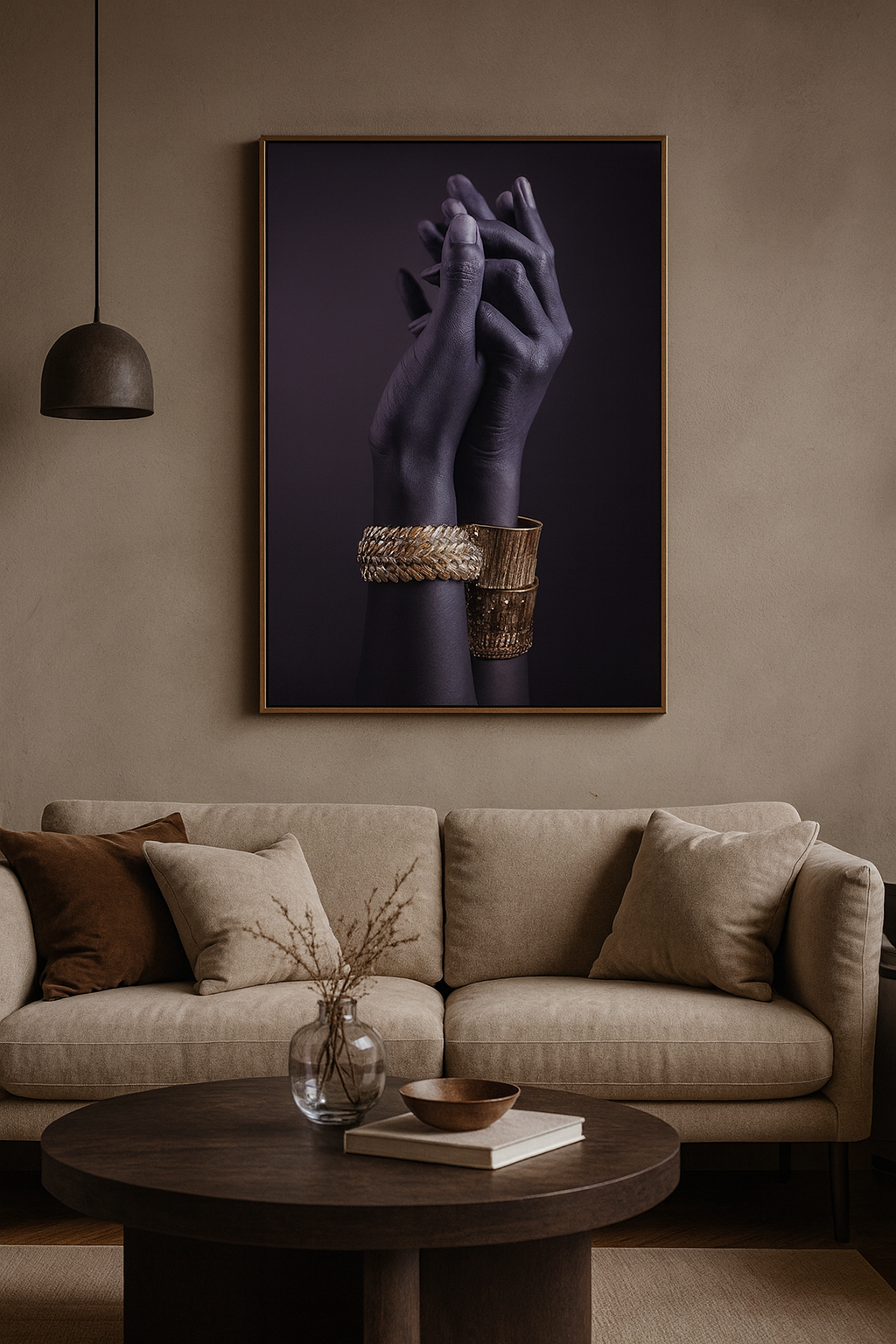 HDC Mystic Sapphire Hands – Luxury Crystal Canvas Art Home Decor Crystal Wall Painting