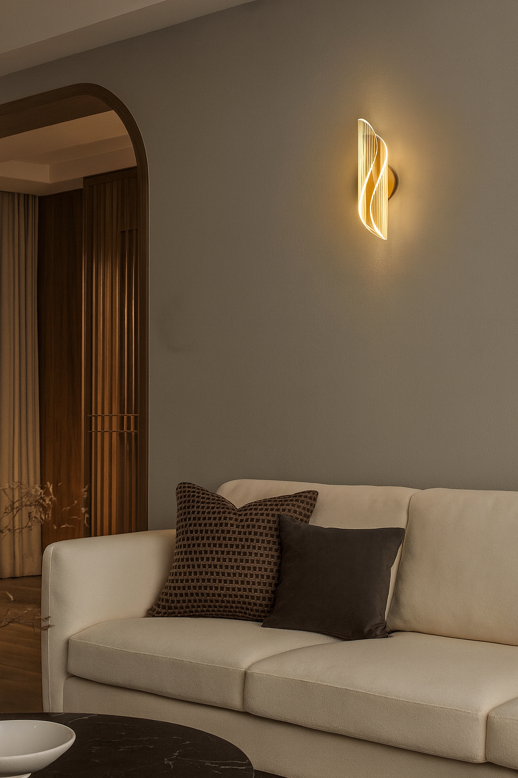 Wall Light Inbuilt Led Light HDC Transparent 6w Curve Led Wall Lamp Bedside Light - Warm White