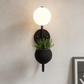 HDC Black Modern Wall Light with Glass Globe Shade LED Wall Lamp with Planter Pot For Living Room, Balcony