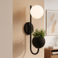 HDC Black Modern Wall Light with Glass Globe Shade LED Wall Lamp with Planter Pot For Living Room, Balcony