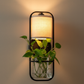 HDC Black Metal Frame and Fabric Shade Premium Wall Lamp with Planter For Living Room, Bedroom, Balocny
