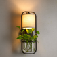HDC Black Metal Frame and Fabric Shade Premium Wall Lamp with Planter For Living Room, Bedroom, Balocny