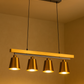 HDC Golden Metal 4-Lights Gold Linear Pendant Chandelier Light