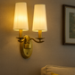 HDC Gold Body Twin White Shade Wall Sconce For Living Room