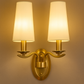 HDC Gold Body Twin White Shade Wall Sconce For Living Room