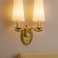 HDC Gold Body Twin White Shade Wall Sconce For Living Room