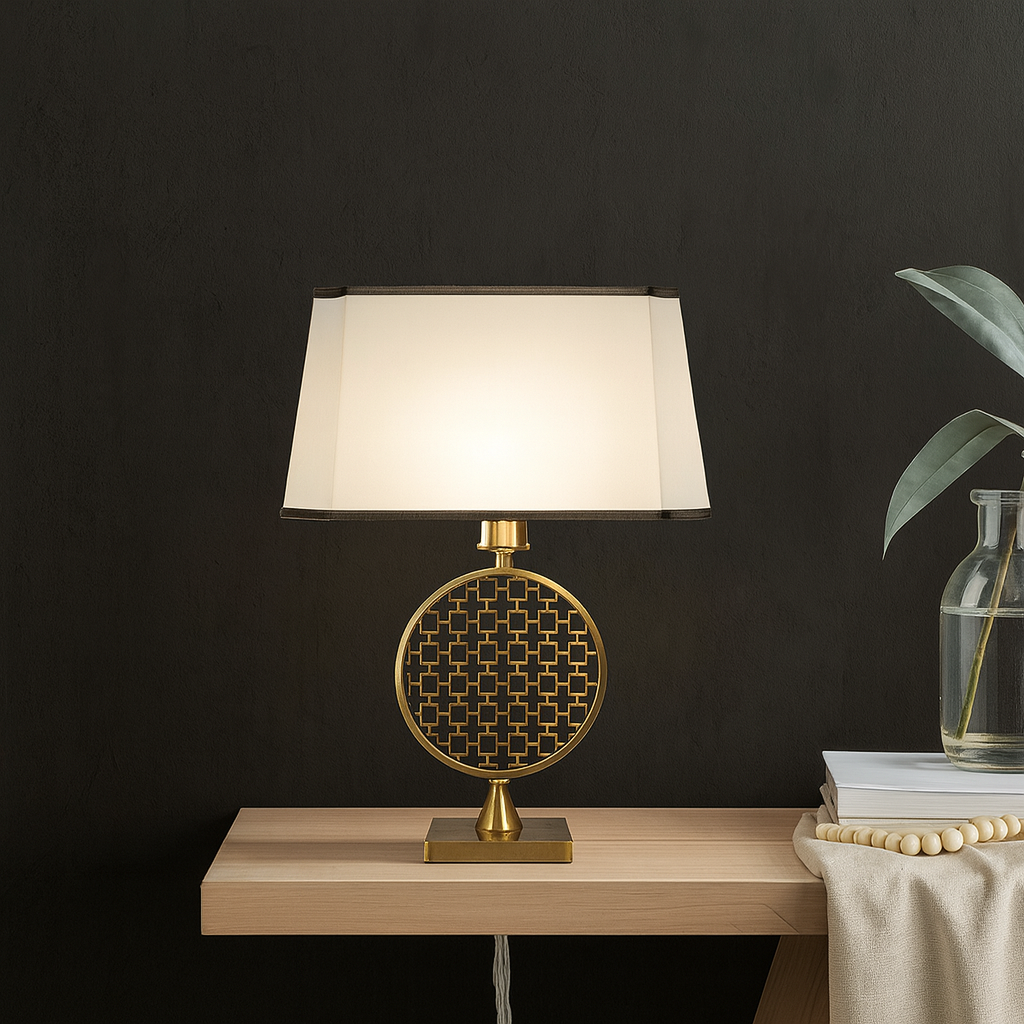 Hdc Modern Luxury Metal Golden Table Lamp With Fabric Lamp Shade