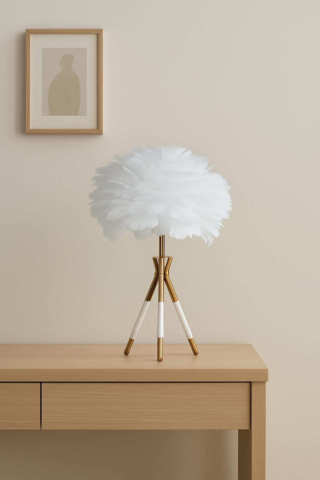 HDC Goose Feather LED Table Lamp Modern Bedside Study Lamp