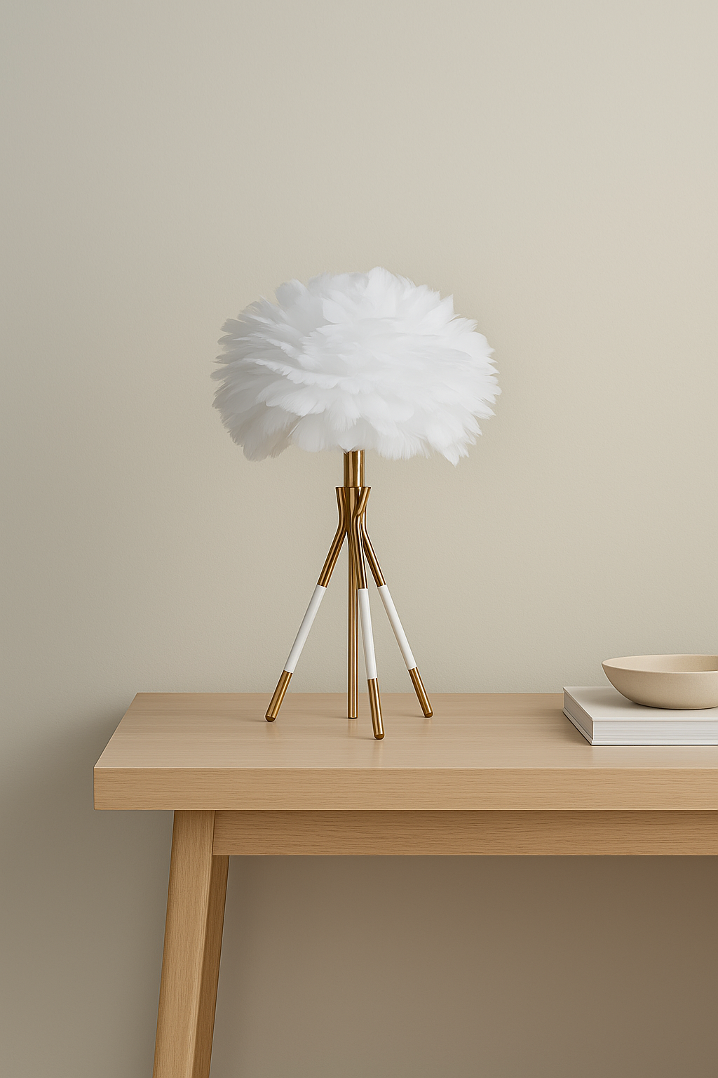 HDC Goose Feather LED Table Lamp Modern Bedside Study Lamp