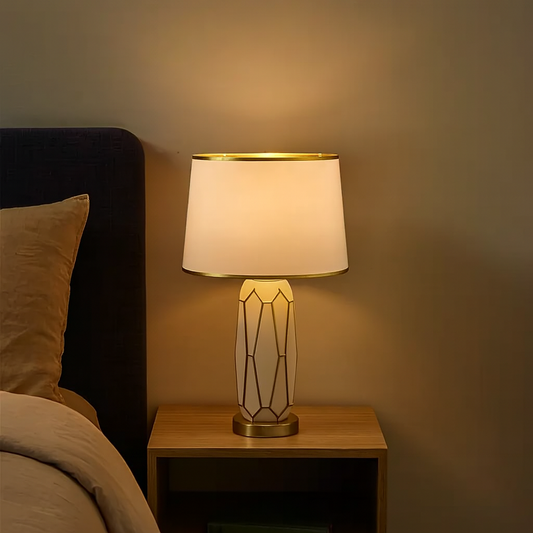 Hdc Nordic Ceramic Electroplating Gold Track Light Body Bedside Desk Bedside Table Lamp