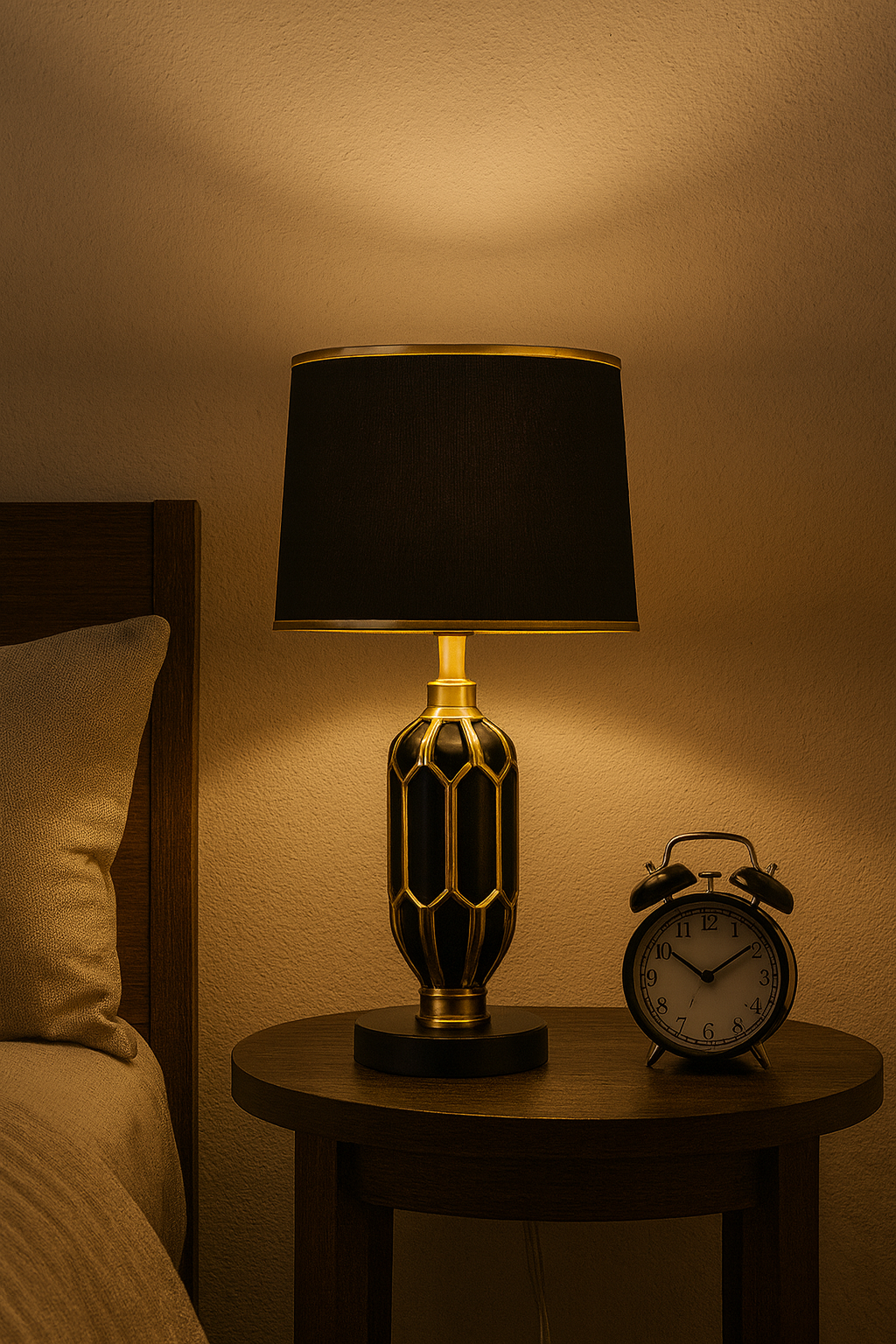 Hdc Ceramic Nightstand Lamp With High-quality fabric lampshade