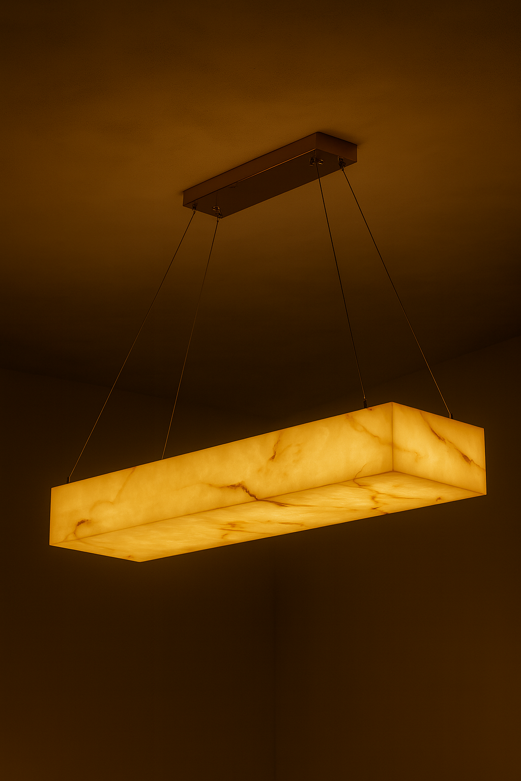 HDC 950mm Rectangular Alabaster Ceiling Light Chandelier For Living Room