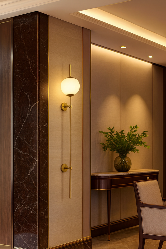 HDC 1200mm Minimalist Vertical Wall Lamp with Frosted Glass Globe Luxury Modern Gold Wall Light