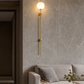 HDC 1200mm Minimalist Vertical Wall Lamp with Frosted Glass Globe Luxury Modern Gold Wall Light