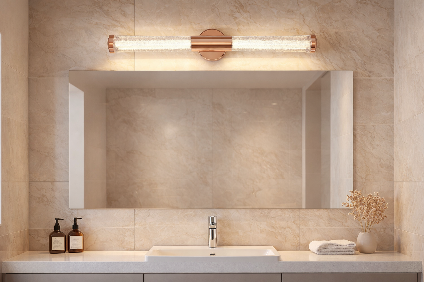 Hdc Golden Finish Mirror Vanity Bathroom Picture Dressing Wall Light - Tricolor