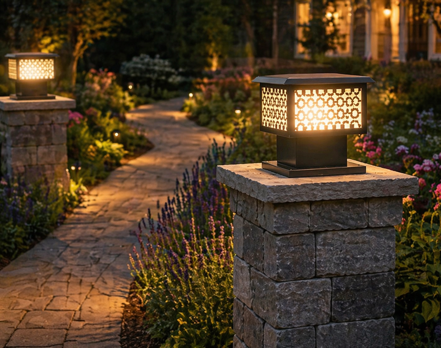 HDC Modern Black Finish, Water-Resistant Outdoor LED Gate Light for Courtyard Door Decorative Lamp