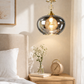 HDC Modern Amber/Smoke Glass Hanging Pendant Light for Bedroom, Living Room