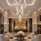 HDC 10 Lights Rose Gold Finish Premium Spiral Crystal Double Height Chandelier for Living Room, Staircase