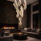 HDC 10 Lights Rose Gold Finish Premium Spiral Crystal Double Height Chandelier for Living Room, Staircase
