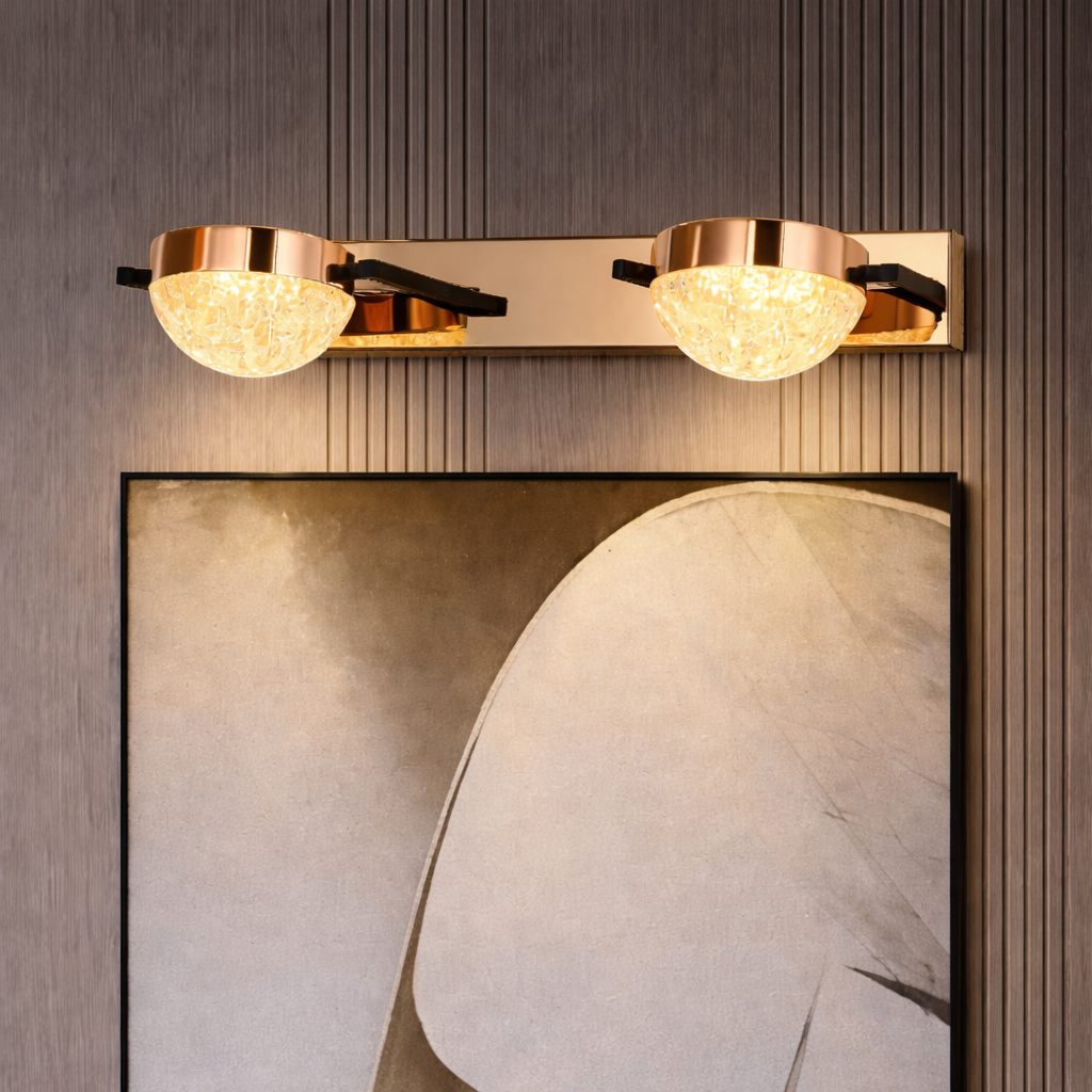 HDC Premium Rose Gold Crystal Glow Vanity Mirror Light for Bathroom