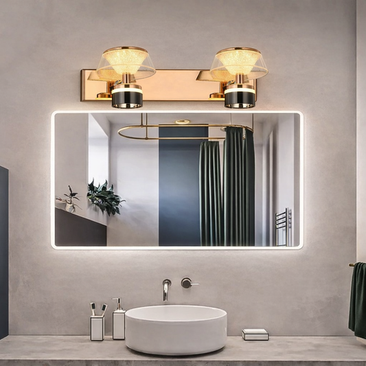 HDC Premium Crystal Glass LED Mirror Light with Gold Finish