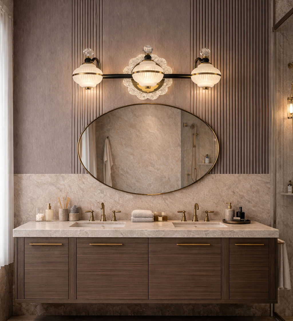 HDC 3 Light Luxury Triple Globe Mirror Light for Bathroom, Vanity Areas