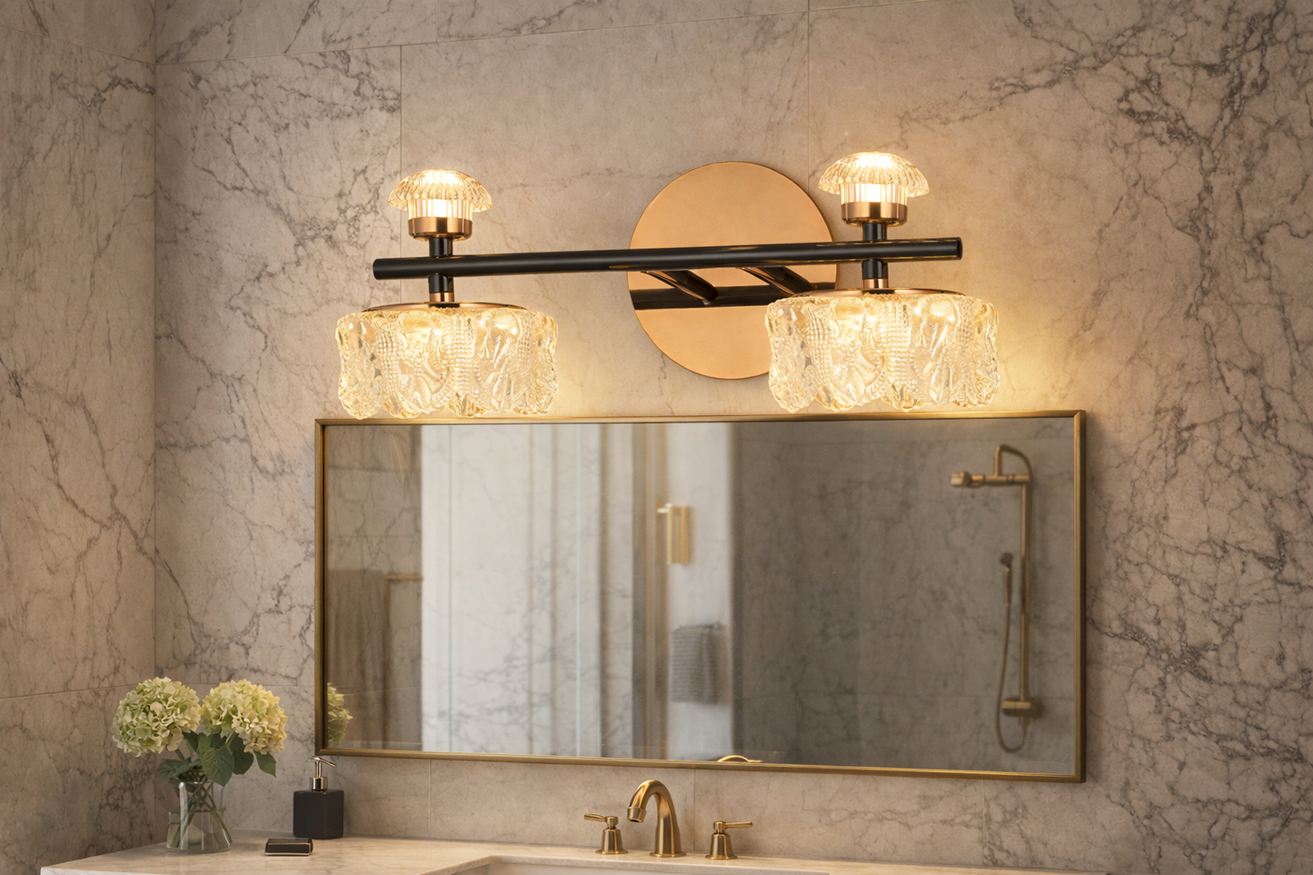 HDC Modern Crystal Dual Mirror Light for Bathroom, Vanity Areas