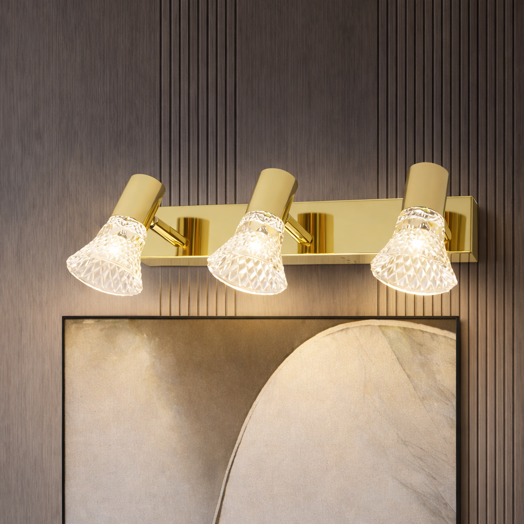 HDC Premium Gold 6/9 Watt Mirror Light with Adjustable Spot Heads for Bathroom Vanity & Dressing Area