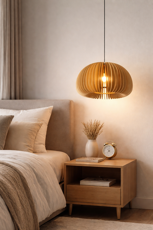 HDC 5 Lights Premium Wooden Dome Pendant Light for Dining & Living Spaces