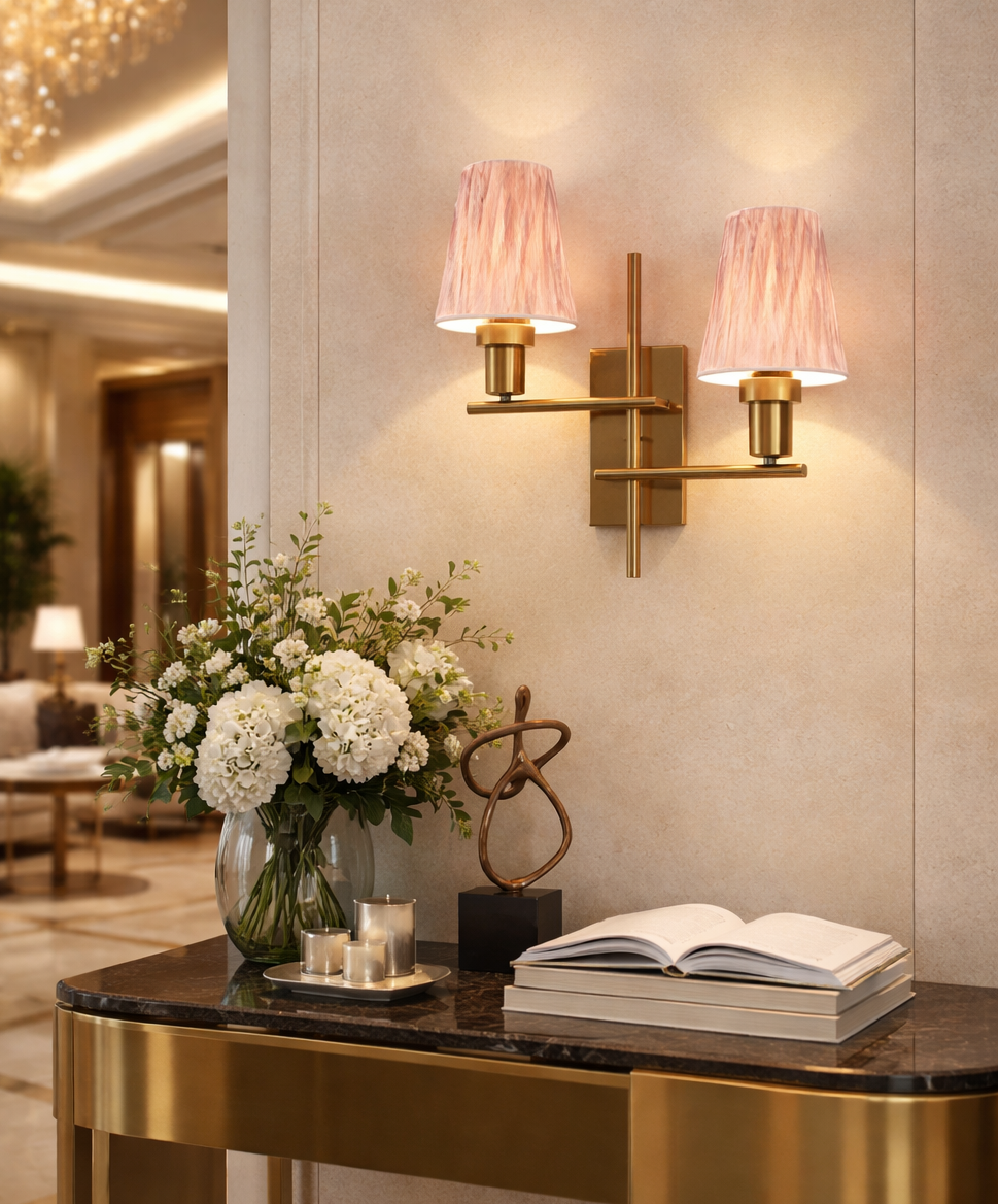 HDC Gold Premium Plating Gold Dual Shade Wall Light for Bedroom & Living Room
