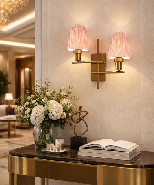 HDC Gold Premium Plating Gold Dual Shade Wall Light for Bedroom & Living Room
