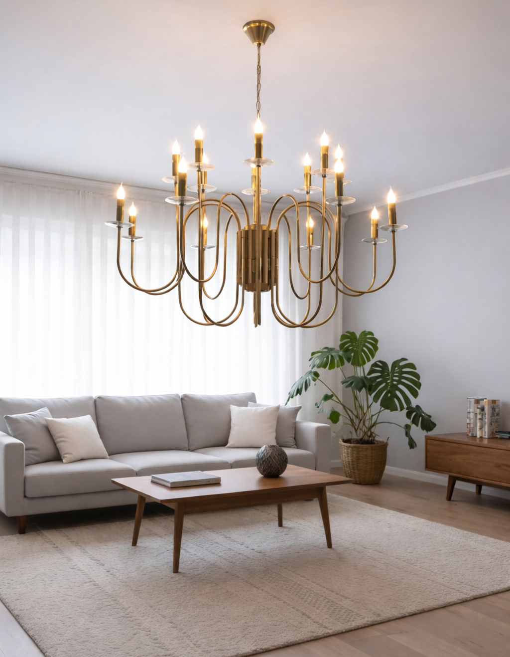 HDC Gold 10/16 Chandelier Ceiling Light for Bedroom, Living Room, Lobby