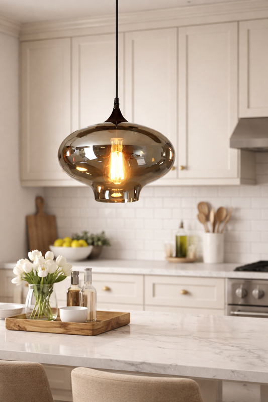 Hdc 1 Light Smokey Grey Glass Pendant Lighting Fixture