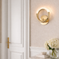 HDC Led Glass Crystal Golden Metal Wall Light - Warm White