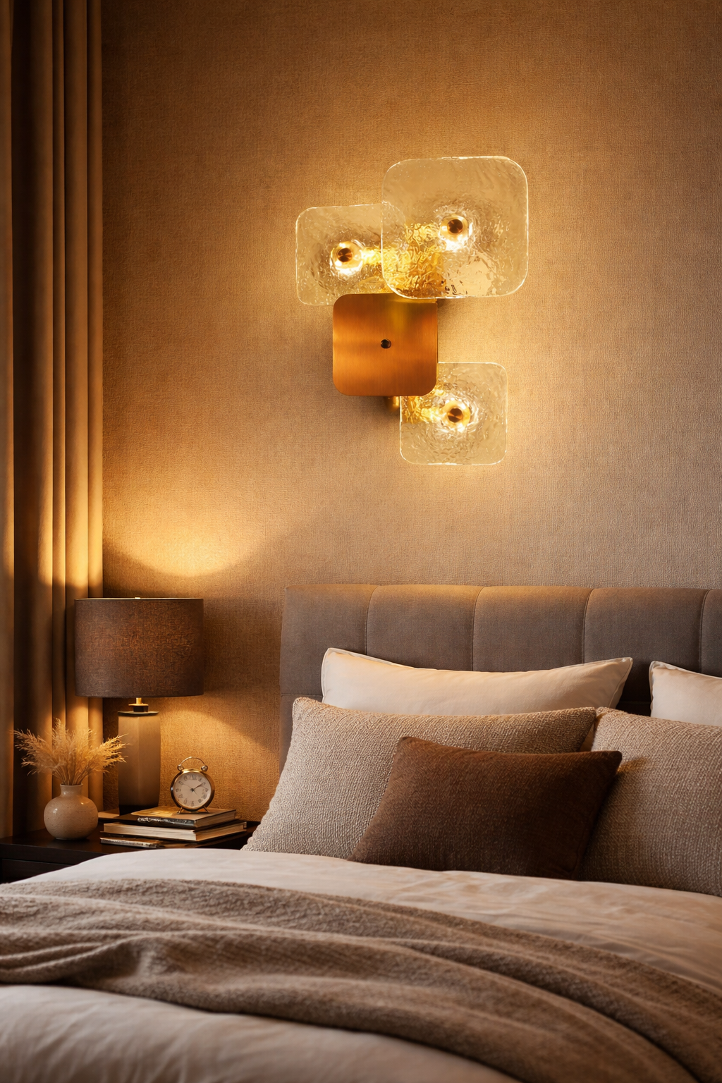 Hdc Modern Led Golden Glass Led Wall Art Lamp - Warm White