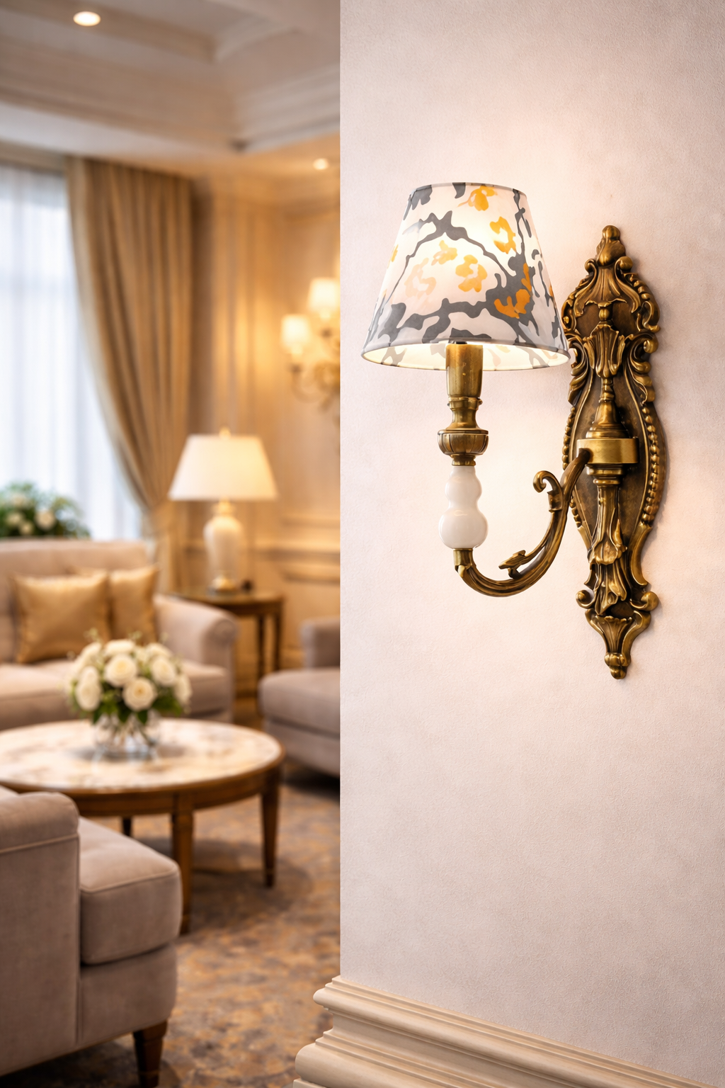 HDC Luxury Classic Fabric Shade Wall Light for Bedroom & Living Room